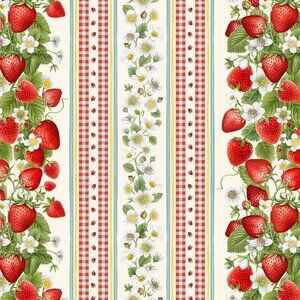 TIMELESS TREASURES SWEET BERRY LEAVES COTTON FABRIC BY THE YARD, 1 YARD